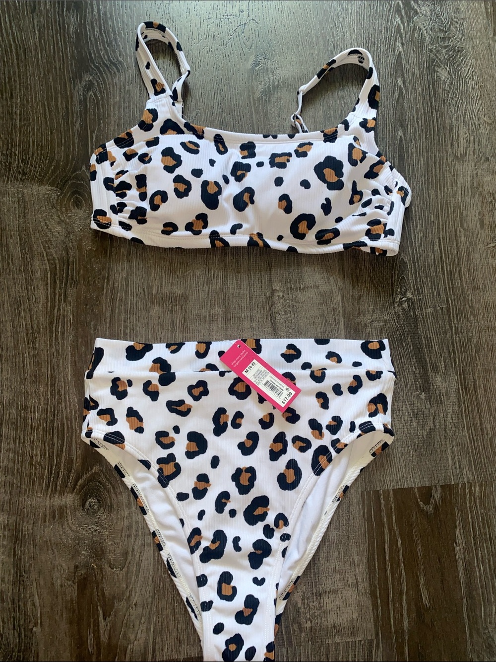 Target- Leopard Print Two-Piece Bikini Set - White, Black & Tan